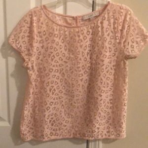 Blush pink eyelet short sleeve top by Loft